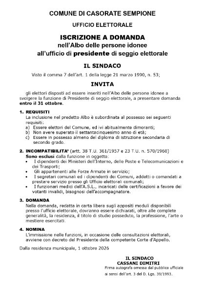 Albo Presidenti di Seggio
