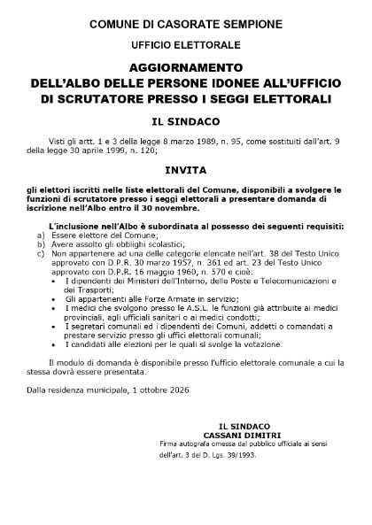 Iscrizione Albo Scrutatori