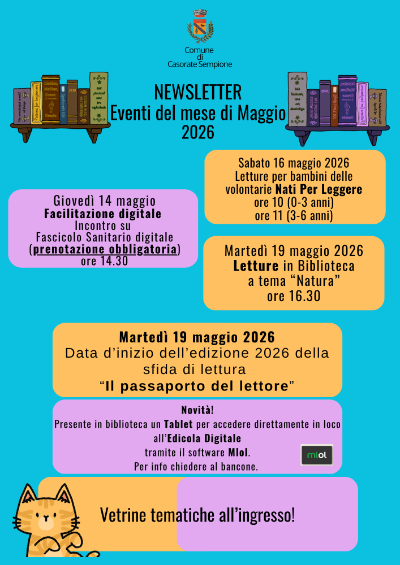 Newsletter eventi biblioteca Maggio 2026