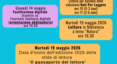 Newsletter eventi biblioteca Maggio 2026